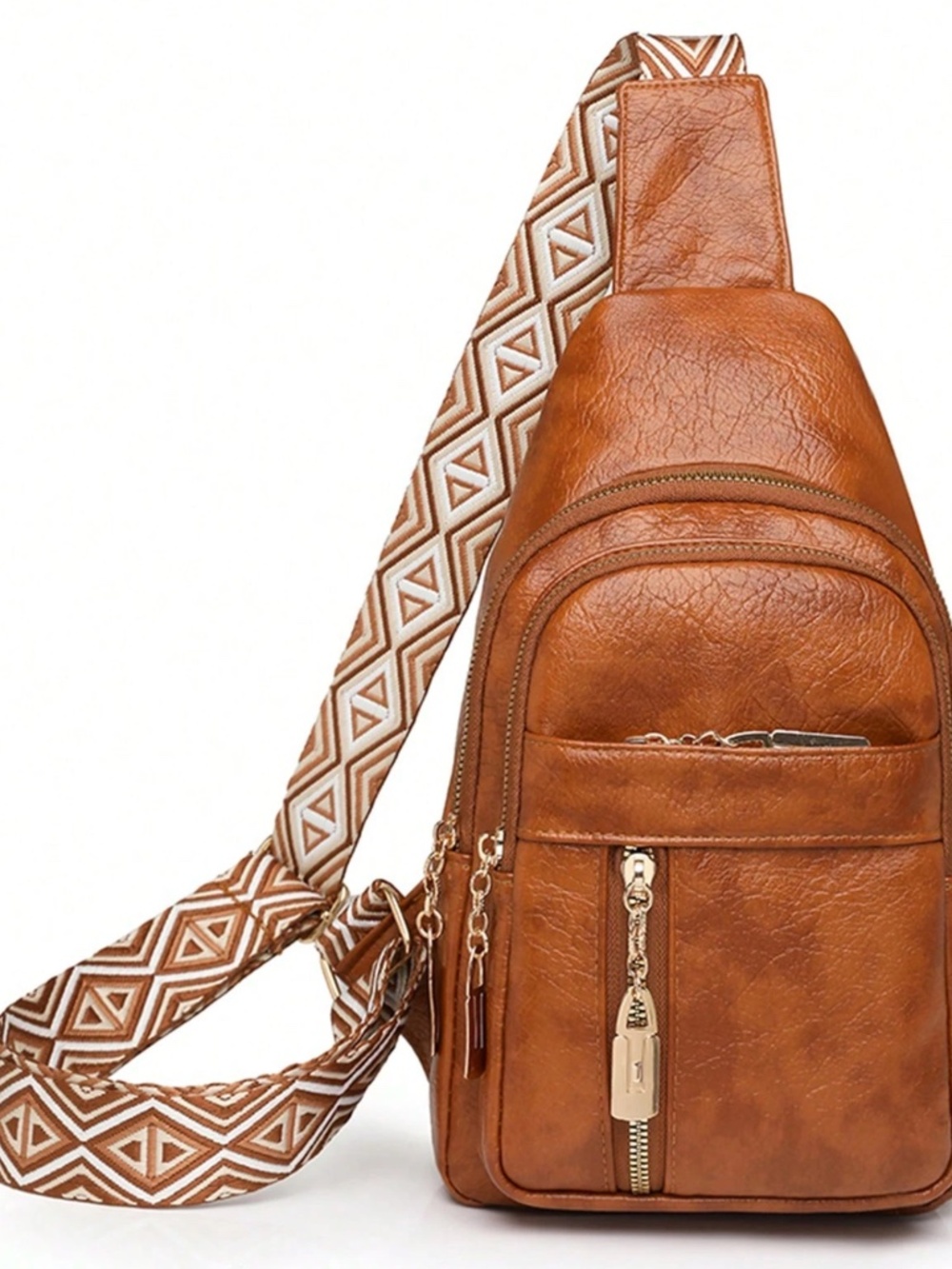 Luxe Pebbled Vegan Leather Zip up Crossbody Shoulder Bag - Picture 1 of 13
